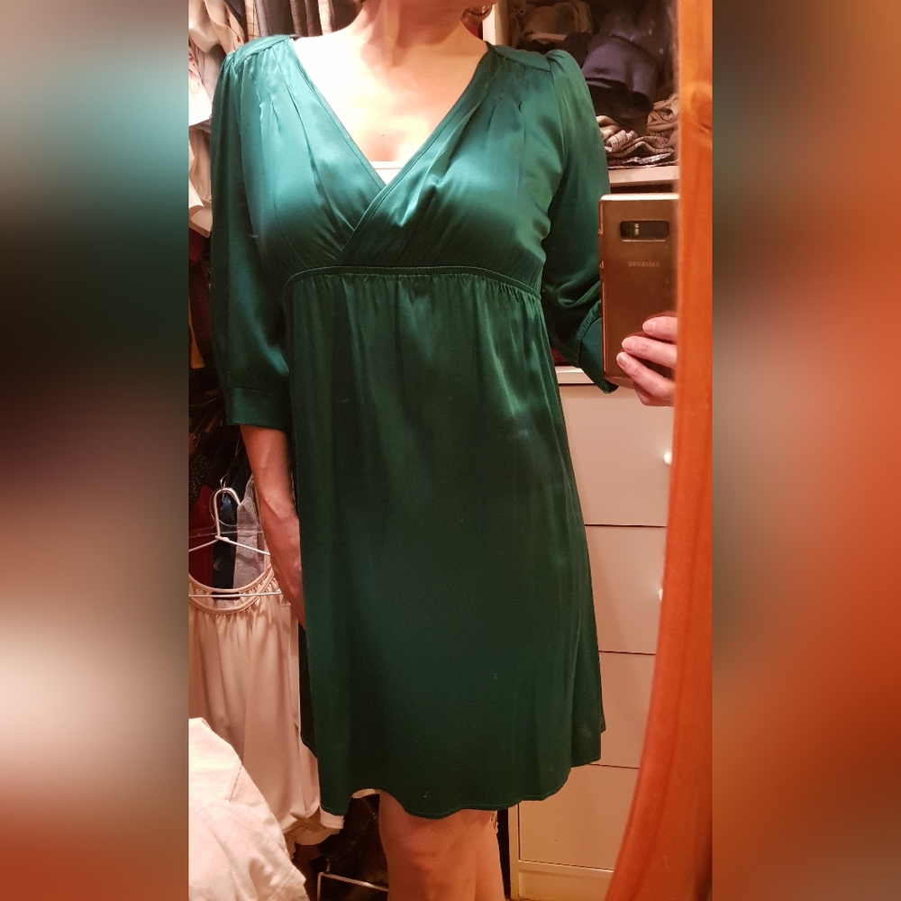 Emerald silk Ojay dress - Picture 3 of 11